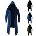 thumbnail image 6 of Men Casual Overcoats Hoodie Long Jacket Cardigan Trench Cloak Cape Coat Outwear, 6 of 10
