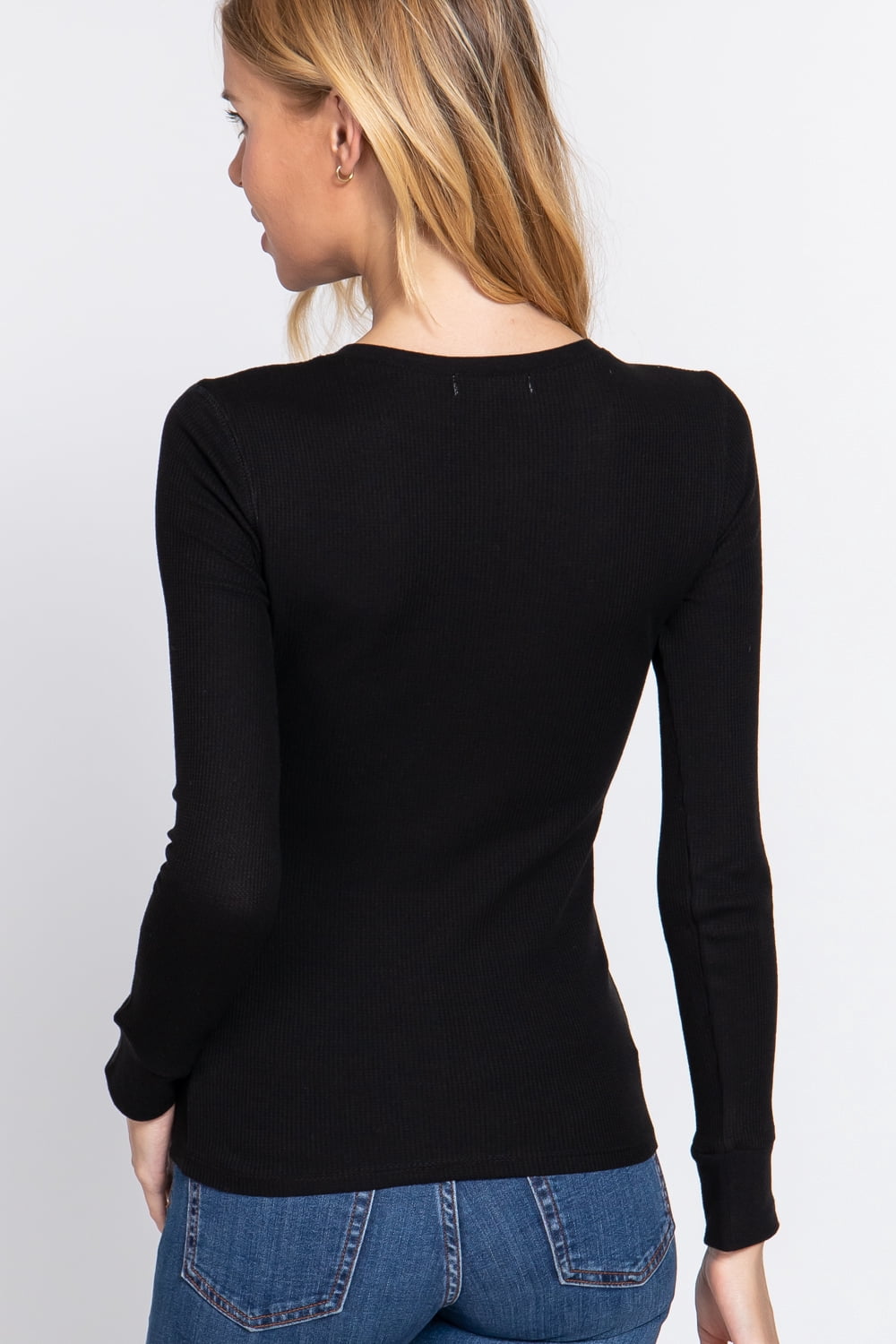 TheLovely Juniors & Plus Casual Long Sleeve Henley Thermal T-Shirts Top