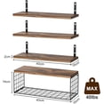 thumbnail image 3 of Estante Flotante, 4 Piezas Repisas Flotantes de Pared, Estantes Flotantes con Cesta de Alambre Repisa de Madera con Metal Que Puede soportar 40 Libras, 3 of 6