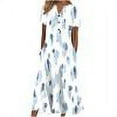 thumbnail image 1 of Robes d'Été Robe d'Été Décontractée pour Femmes Col en V Boutons Manches Courtes avec Poche Robes Imprimées Blanches TG, 1 of 5