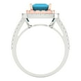 thumbnail image 4 of 2.07 ctw with Simulated Diamond Halo Accents Anniversary Ring for Women | Princess Cut Simulated Turquoise | Hyperallergenic Solid 18K White/Rose Gold, 4 of 5