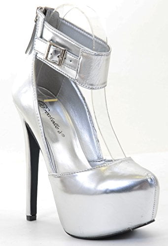 silver platform stilettos