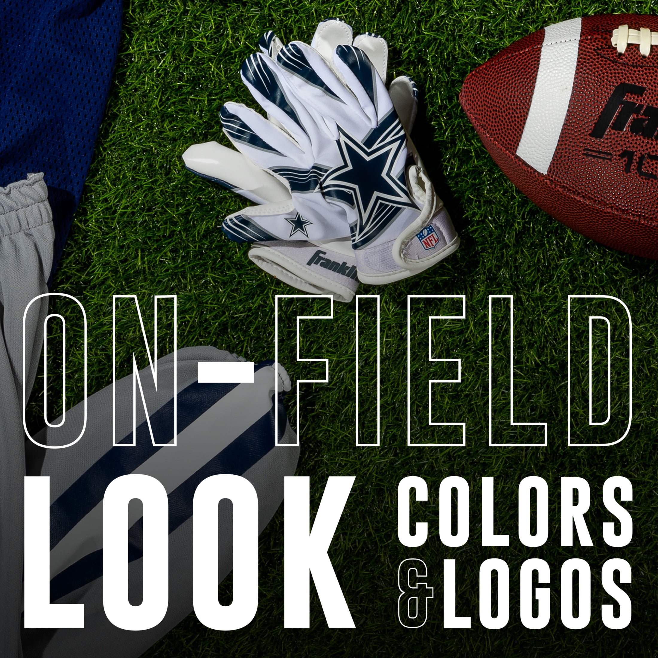 Franklin Sports Dallas Cowboys Youth NFL Football Receiver Gloves - Official NFL Team Logos - Kids Football Gear + Accessories - Youth M/L Pair