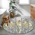 thumbnail image 4 of Butterflies Flowers Round Area Rug 4ft, Vintage Geometric Colorful Glass Floral Washable Non-Slip Circle Rugs for Bedroom Living Room Kitchen, Soft Non Shedding Circle Carpet for Dining Room Dorm, 4 of 9