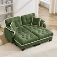 thumbnail image 3 of Harper & Bright Designs Chenille Loveseat Sofa with 2 Ottomans, Cloud Couch Chaise Lounge, 2 Seater Tufted Sectional Sofa with Deep Seat and 4 Pillows for Living Room, Green, 3 of 12