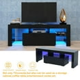 thumbnail image 6 of Black TV Stand for 55 Inch TV, TV Console Table with Drawers, Media Console for TV, Home Furniture High Glossy TV Cabinet W/ 16 LED Light, Entertainment Center for Living Room, 51"×14"×18", Z1149, 6 of 13