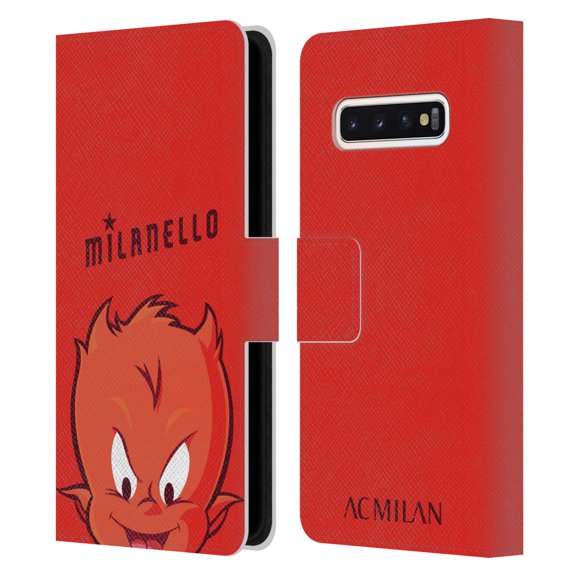 Head Case Designs Officially Licensed AC Milan Children Milanello Leather Book Wallet Case Cover Compatible With Samsung Samsung Galaxy S10