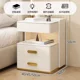 thumbnail image 4 of Mesita de noche inteligente, lujosa, de alta gama, multifuncional, con carga inalámbrica, almacenamiento simple y moderno, de madera maciza, 4 of 4