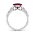 thumbnail image 2 of ANGARA Natural Vintage Inspired Bezel-Set Oval 2 ct Ruby Ring with Grooves in 14K White Gold for Women (Size-9x7mm) | July Birthstone, Anniversary, Jewelry Gift for Women | Natural Ruby Ring, 2 of 8
