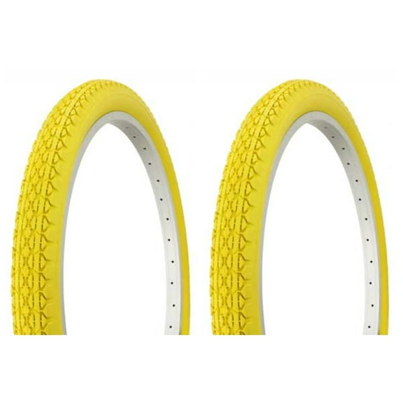 Tire set. 2 Tires. Two Tires Duro 24" x 2.125" Yellow/Yellow Side Wall lowrider bicycle Tires, beach cruiser bike Tires, cruiser bike Tires
