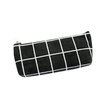 TUTUnaumb Creative Striped Canvas Pencil Pouch Makeup Bag Cosmetic Case Stationery Pouch Small Zipper Pouch Makeup Bag Purse Pouches Cute Makeup Pouch Christmas Gifts Stocking Stuffers-Black