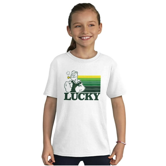 Popeye The Sailor Man Lucky St Paddys Crewneck T Shirts Boy Girl Teen Brisco Brands M