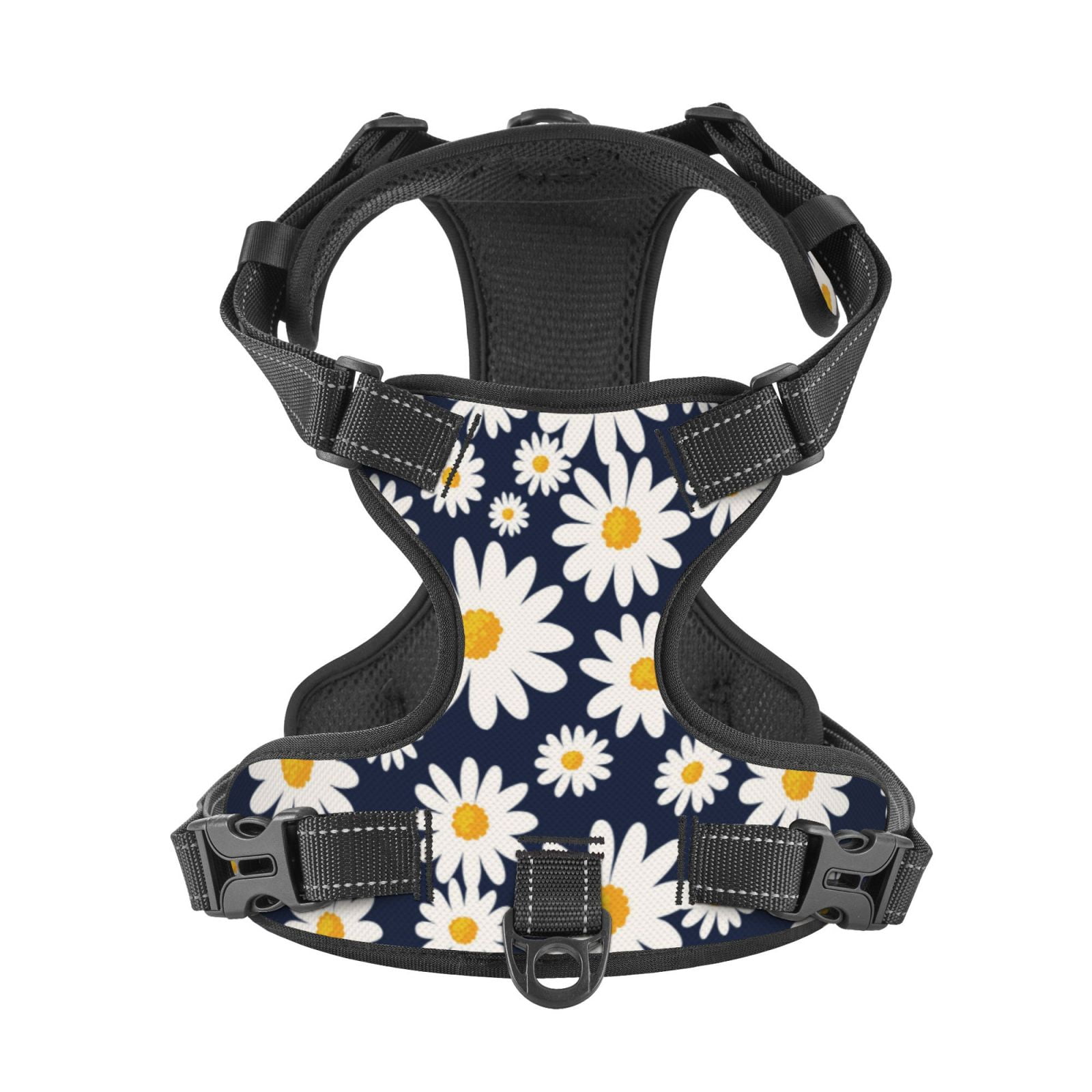 Kdxio Daisy Floral Print No Pull Dog Harness Adjustable Reflective Oxford Easy Control Medium Large Dog Harness for Training and Everyday-Medium