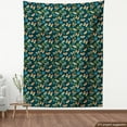 thumbnail image 3 of Ambesonne Flowers Fabric by the Yard Upholstery, Butterflies and Flowers, 3 Yards, Yellow and Petrol Blue, 3 of 4