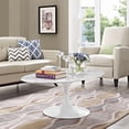 thumbnail image 2 of Modern Contemporary Urban Design Mid Century Living Lounge Room Oval Coffee Table, White, Metal Wood, 2 of 5