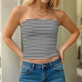 thumbnail image 3 of APEXFWDT Women's Striped Tube Tops Strapless Bandeau Tops Double Lined Slim Fit Summer Y2K Going Out Tank Tops for Girls，XXL,Black, 3 of 9