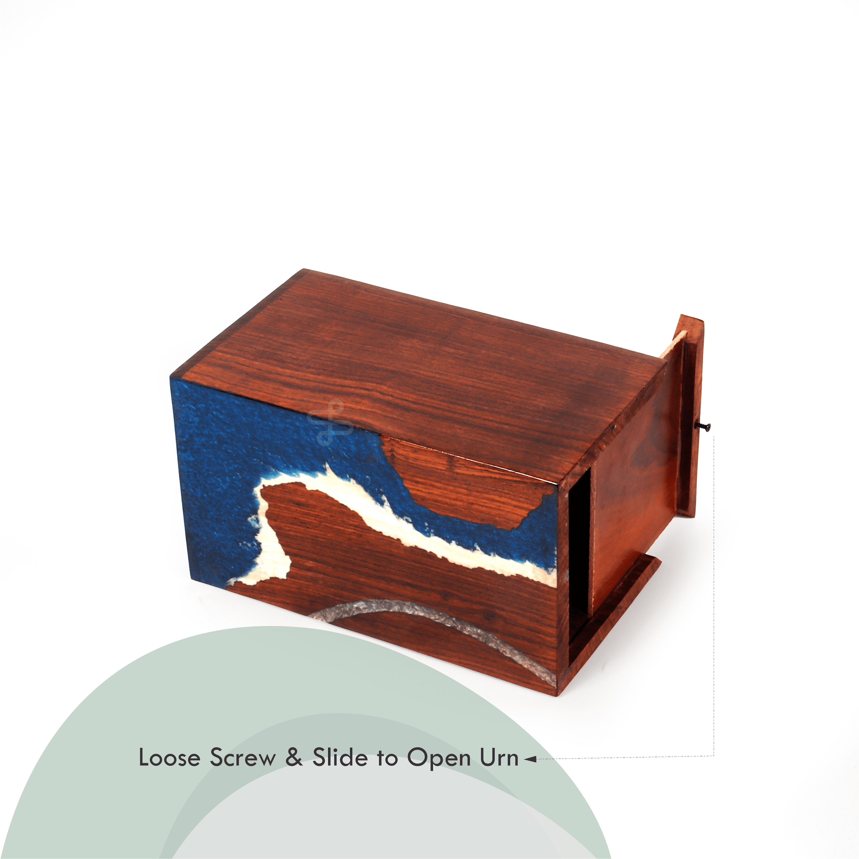 Wooden Cremation Urn for Human and Pet Ashes, Memorial Urn, Burial Urn, Keepsake Urn, Adult Urn with Epoxy Design (Keepsake)