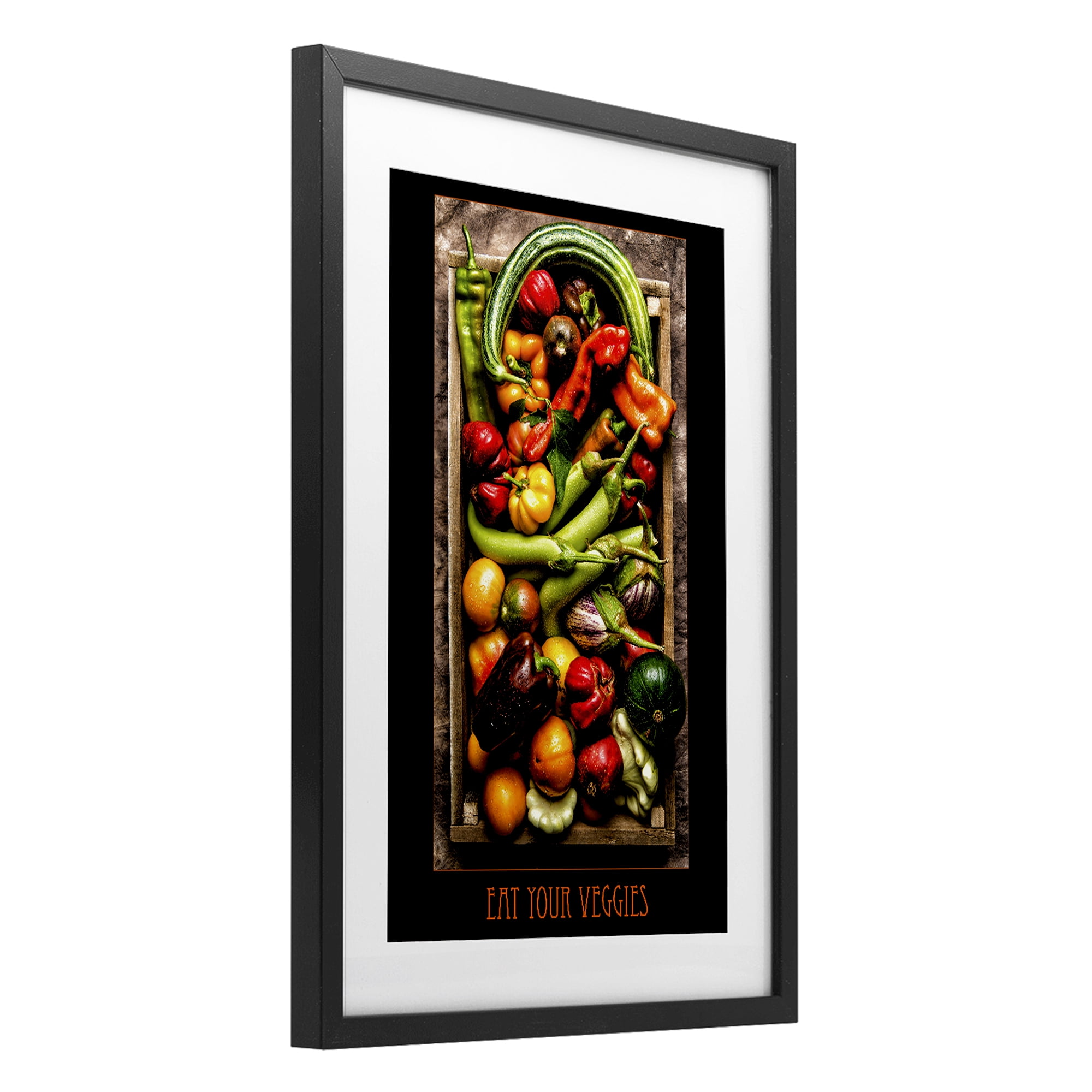 Stupell Industries Eat Your Veggies Vibrant Harvest Black Framed Print Under Glass, design by Carl Kravats