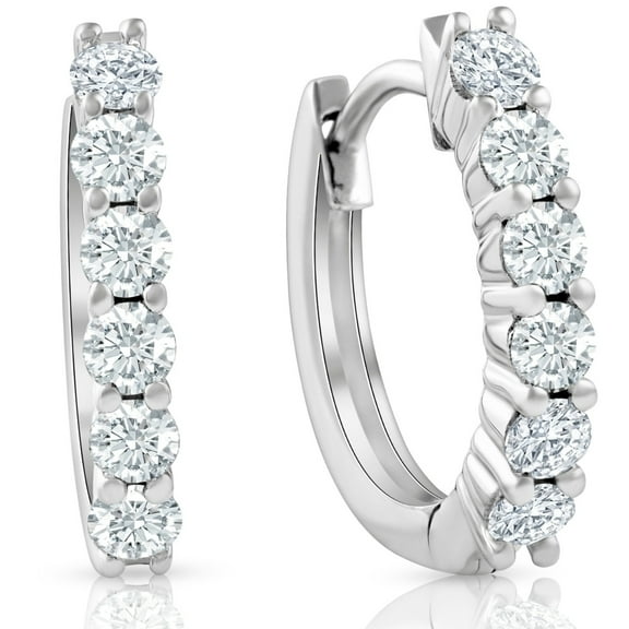 Pompeii 3/4 cttw Lab Grown Diamond Hoops 10K White Gold 1/2" Tall (((G-H)),SI(1)-SI(2))