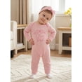 thumbnail image 5 of BemeyourBBs Newborn Baby Girls Mother's Day Father's Day Outfit Infant Baby Girls Spring Fall Winter Clothes Waffled Romper I Love Mom Dad Letter Bow  Sleeves Jumpsuits and Cute Headband Set, 5 of 9