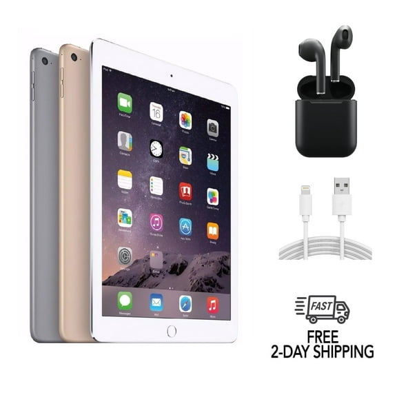 Restored Apple iPad Air 2 A1566 (WiFi) 64GB Space Gray w/ Wireless Earbuds (Refurbished)