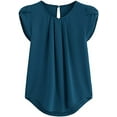 thumbnail image 1 of Blusa informal con cuello redondo y parte superior plisada básica para mujer Sailing  Electrónica, 1 of 5