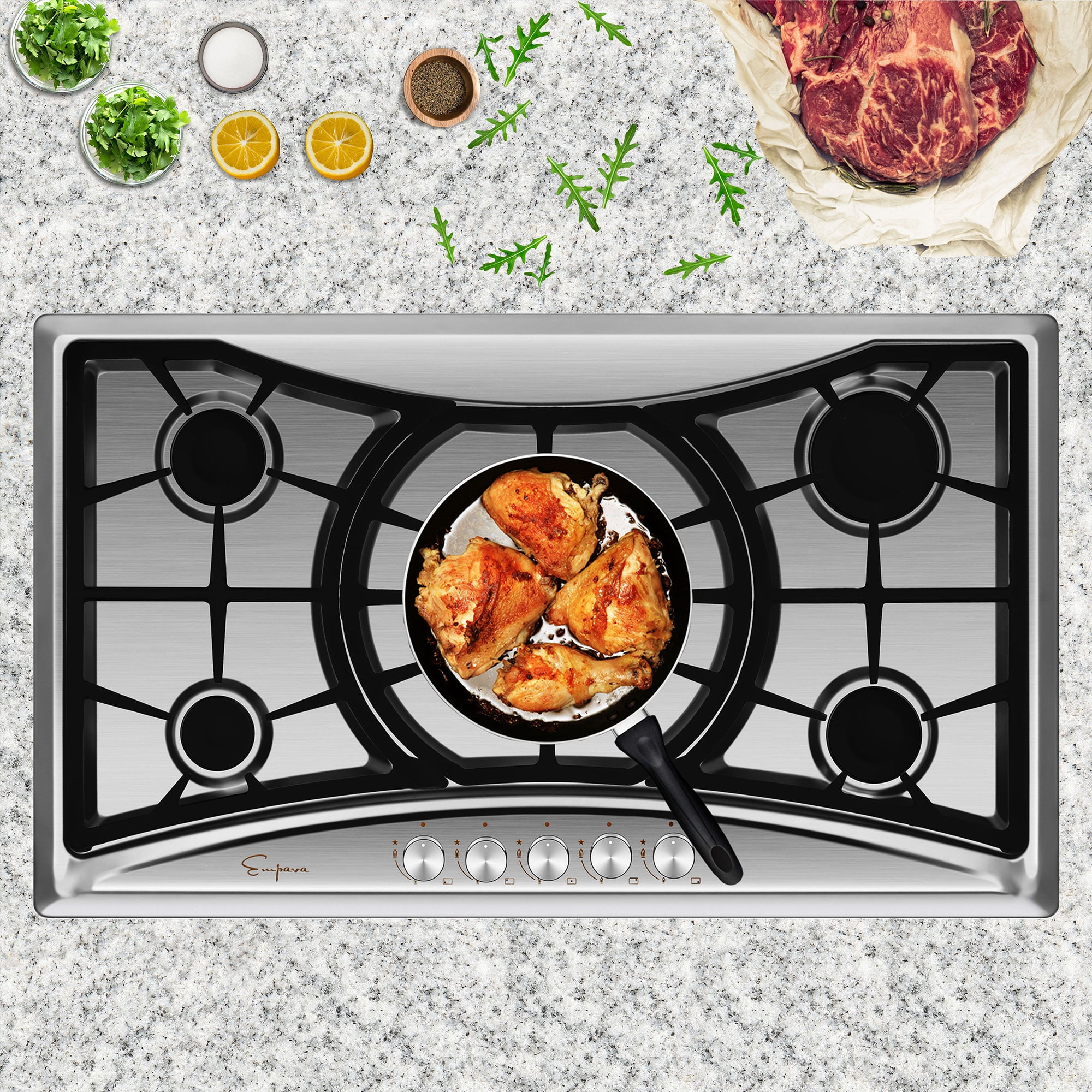 Empava 36'' Builtin Gas Stove Top Stainless Steel LPG Natural Gas