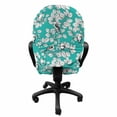 thumbnail image 3 of Floral Office Chair Slipcover, Singing Birds on Branches Berries Leaves Spring Sketch Outline, Protective Stretch Decorative Fabric Cover, Standard Size, Dark Seafoam Multicolor, by Ambesonne, 3 of 5