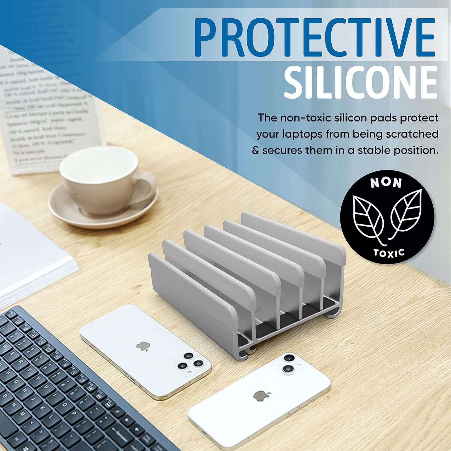 Vertical Laptop Stand Laptop Holder Desktop Stand, Space-Saving Organizer Fits MacBook/Surface/HP/Dell/Book/Tablet/Switch/Cell Phone and Keyboard