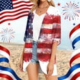 thumbnail image 5 of JULMCOMO American Flag Lightweight Cardigans for Women Red White Blue Half Sleeve Independence Day Kimono Cover Ups Summer Tops Red L, 5 of 6