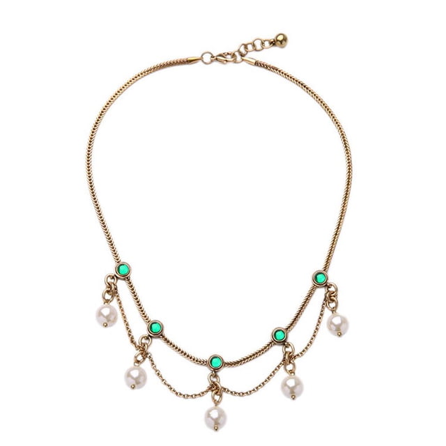 Boho Elegante Moda Perlas De Piedras Preciosas Colgante Collar De Cadena Joyería Del Encanto
