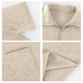 thumbnail image 6 of Kixjoy Short Sleeve Shirt Men Quarter Zip Corduroy Big and Tall Polo Shirt Stand Collar Lounge Loose Fit Basic Pullover Tops with Pockets, Khaki L, 6 of 9