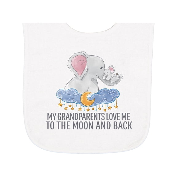 Inktastic My Grandparents Loves Me to the Moon and Back Elephants Baby Terry Cloth Bib