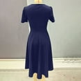 thumbnail image 7 of Efsteb Cocktail Dresses For Women Vintage 1950s Dress Short Sleeve V Neck Swing Dress Wedding Guest Party Dresses (Navy,XL), 7 of 7