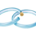 thumbnail image 4 of Gold Plated Sterling Silver Light Blue Lucite / White 60MM Large Open Hoop Earrings - Round Flat Edge, 4 of 7