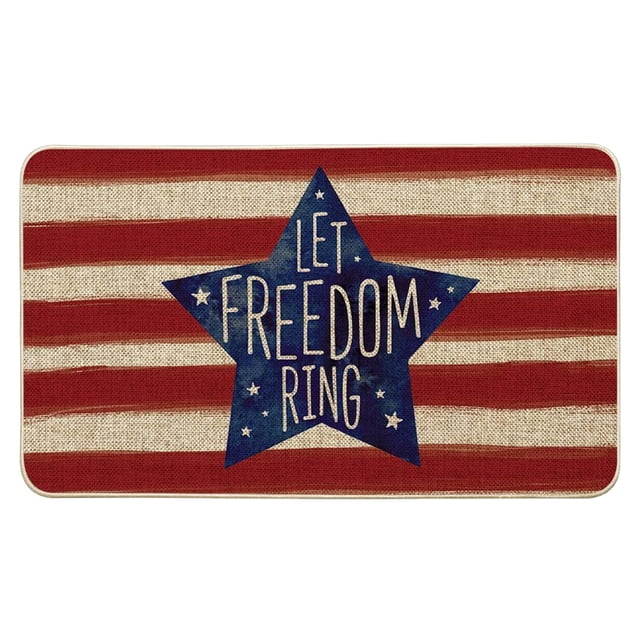 SLYNSHome Independence Day Welcome Mats 4th of July Doormat Non Slip Patriotic Floor Mat with Printing Red White Blue Kitchen Rug for Memorial Day Decorations