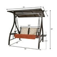 thumbnail image 3 of Ulax Furniture 2-Person Outdoor Hardtop Canopy Porch Swing with Stand, Solar LED Light and Sunbrella Back Cushions, 3 of 11
