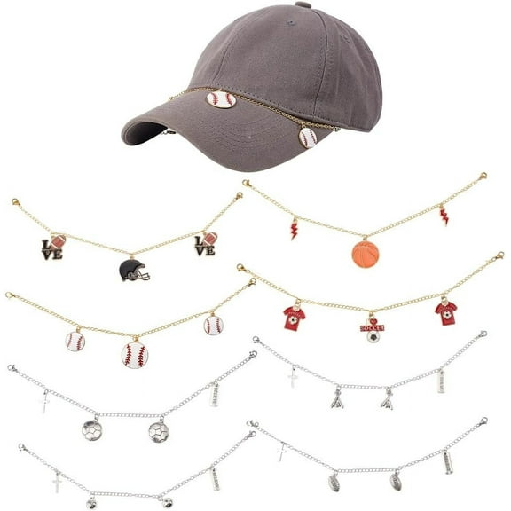 8Pcs Hat Chains Decorative Trucker Hat Chains Charms Purse Chain Basketball Baseball Hat Chain Mesh Hat Jewelry Accessries for Craft Hat Handbag Decorations