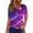 Purple, variant on Women's Casual V-Neck Short Sleeve T-Shirt with Heart Print and Decorative Buttons, Valentine's Day Fashion Tee for Daily Wear,Watermelon Red,2XL