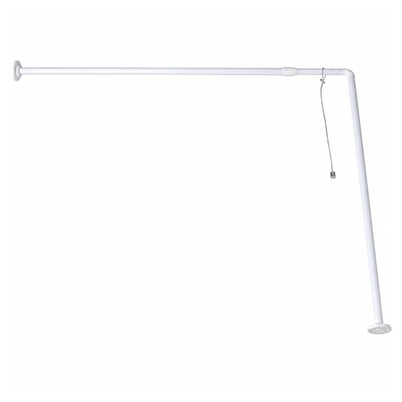 Wall Mounted Adjustable L-Shaped Corner Bathtub Curtain Rod 37" to 71"L - Width 31.5" White