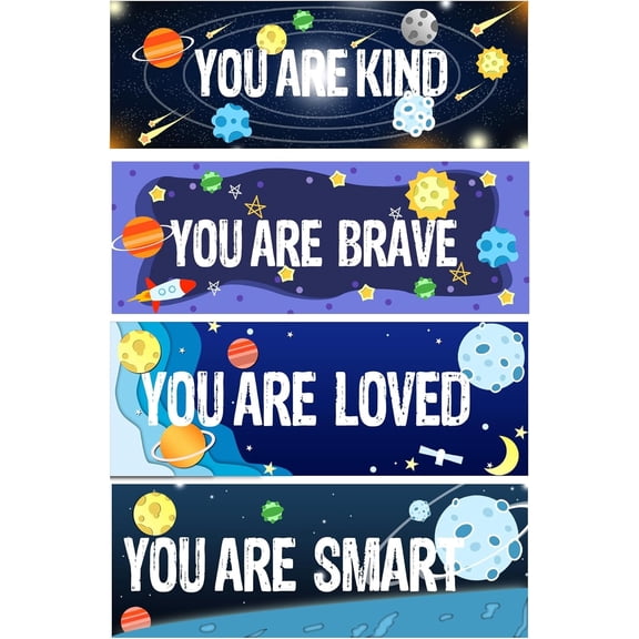 11x4 Inch Motivational Quote Wall Art Signs Sticker You Are Kind Brave,Smart,Loved for Bedroom Playroom Classroom Living Room Decoration,8 Pcs