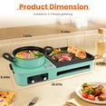 thumbnail image 6 of TeqHome 3 in 1 Electric Hot Pot with Grill 1600W Independent Temperature Control Smokeless Non-Stick Pot and Griddle for Korean BBQ Steaks Shabu Shabu and Noodles Fast Heating Green, 6 of 11