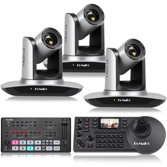 FoMaKo 20x Optical Zoom AI Auto Tracking 1080P Video Camera Bundle(FMK12UH X3 M1 KC608 Pro)