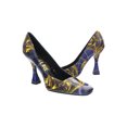 thumbnail image 5 of Versace Jeans Couture Blue Gold Plaid Baroque Square Toe Pump 6 for Womens, 5 of 5