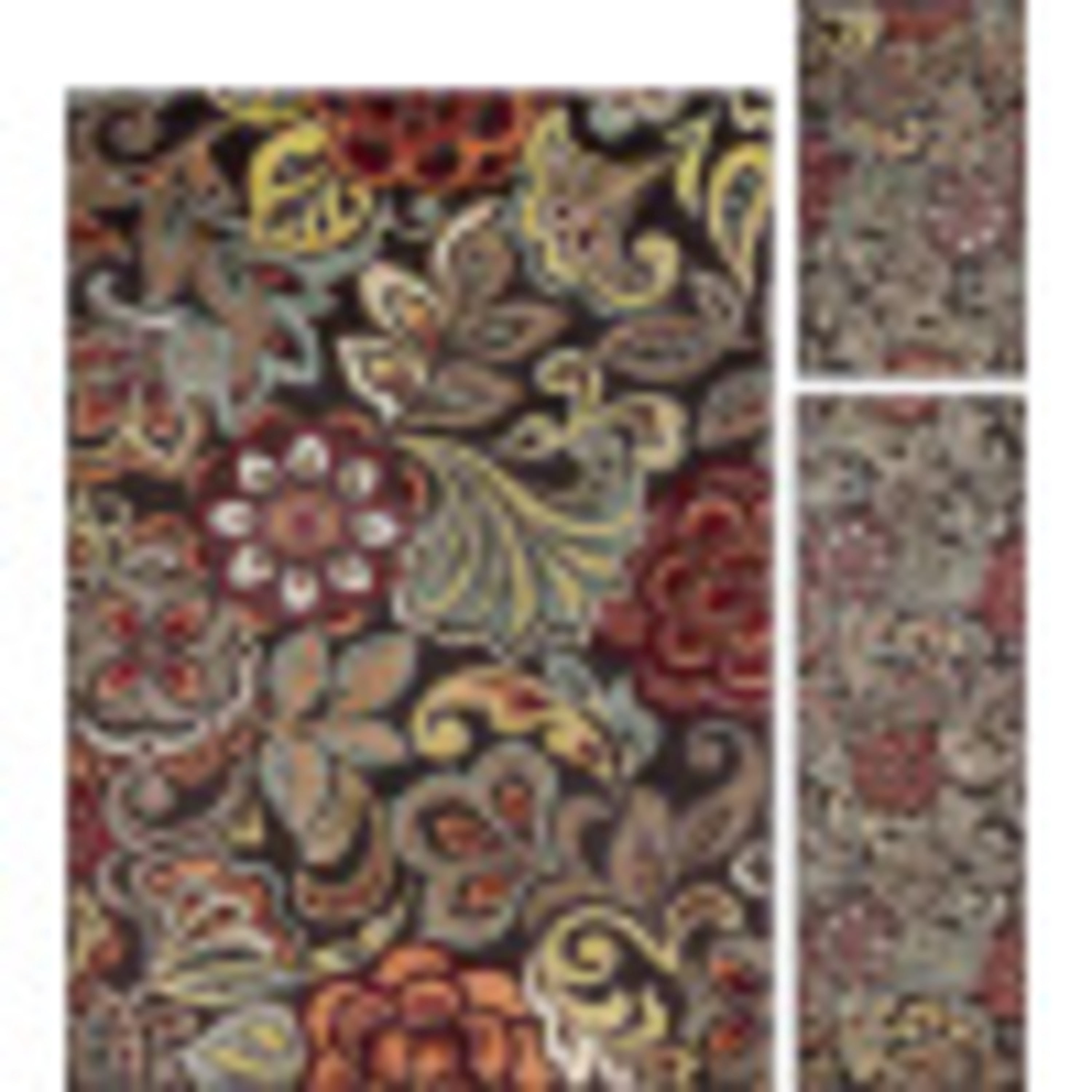 Deco Transitional 3-Piece Set Brown and Red Polypropylene Indoor Area Rug