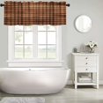 thumbnail image 5 of Pure Wood Dark Valance Curtain Brown Plank Rod Pocket Valance Window Treatments 1 Panel Short Curtains for Kitchen Farmhouse Living Room Bathroom Bedroom 54 x 18 in, 5 of 6