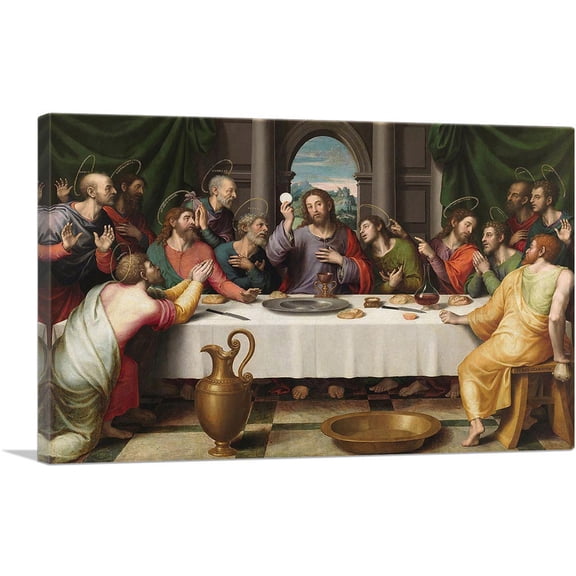 ARTCANVAS The Last Supper 1562 Canvas Art Print by Juan de Juanes - Size: 26" x 18" (0.75" Deep)