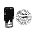 thumbnail image 1 of Printtoo Custom Round Leaf Wreath Wedding Invitation Personalized Self Inking Rubber Stamp Gift Idea-Black, 1 of 1