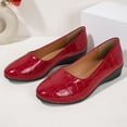thumbnail image 6 of Red Womens Casual Shoes With Round Toe Closed Toe Flat Wedge Heel Design For Spring Summer Outdoor Indoor Comfortable Versatile Wear Size 36, 6 of 9