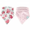 Hudson Baby Infant Girl Cotton Bandana Bibs 2pk, Roses, One Size